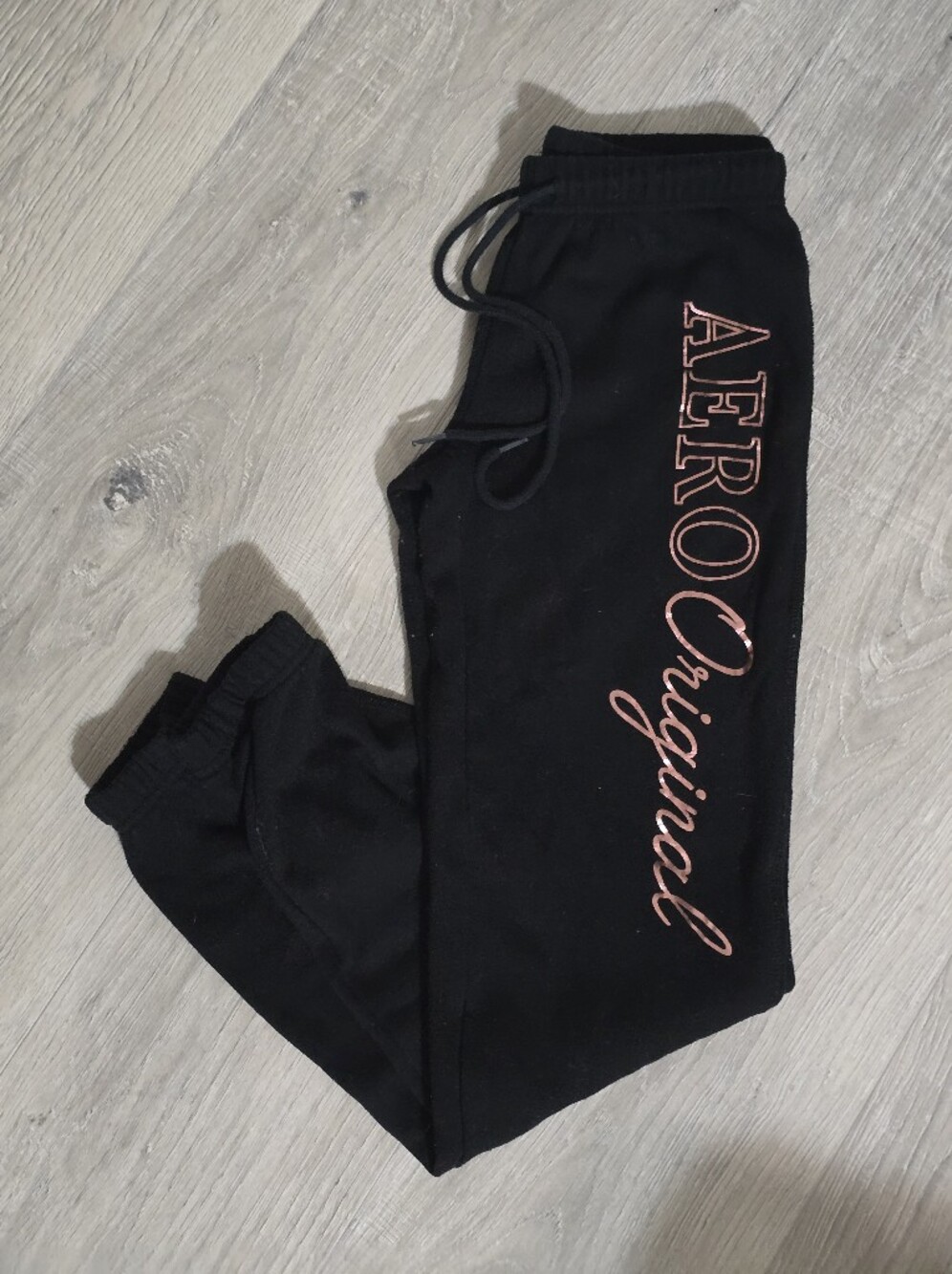 Aeropostale Black Joggers with Metallic Pink Logo